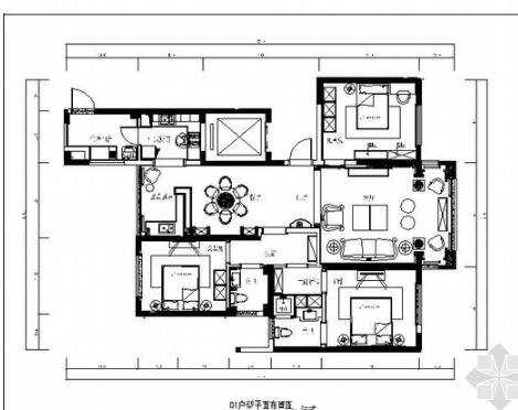 [原创]高端法式风格三居室室内装修二次改造施工图-1